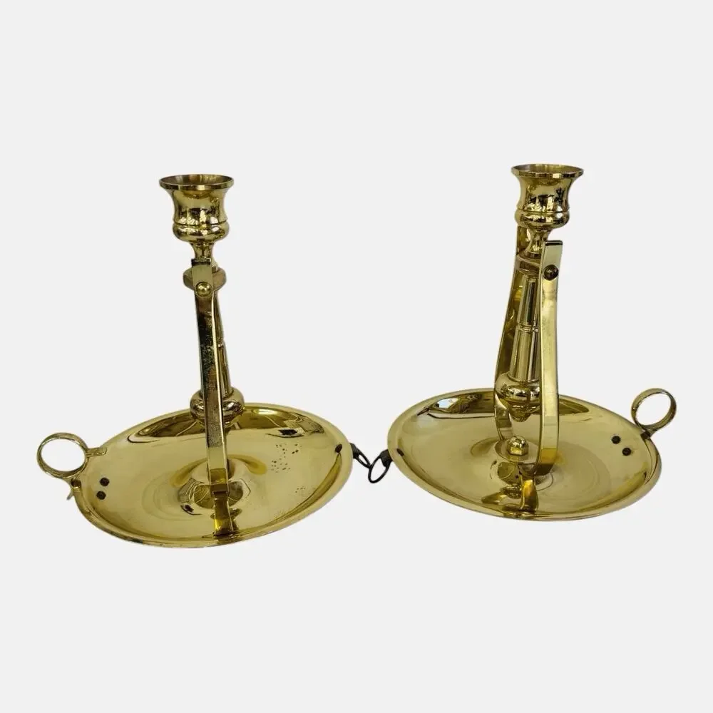 VTG 2 Baldwin Brass SWINGING GIMBAL Self Leveling Chamberstick Holder 7”x6” READ